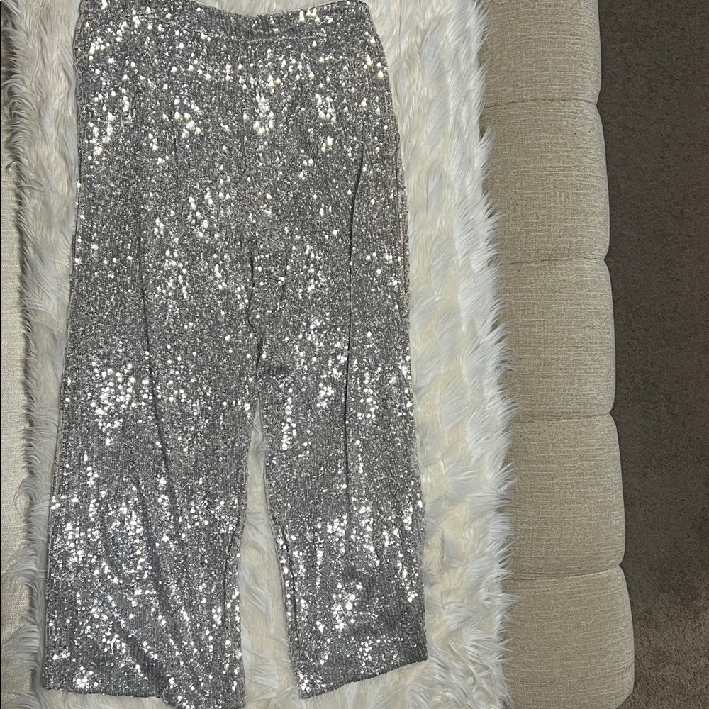 Express Silver Sequin Fully Lined Women's Cropped… - image 2